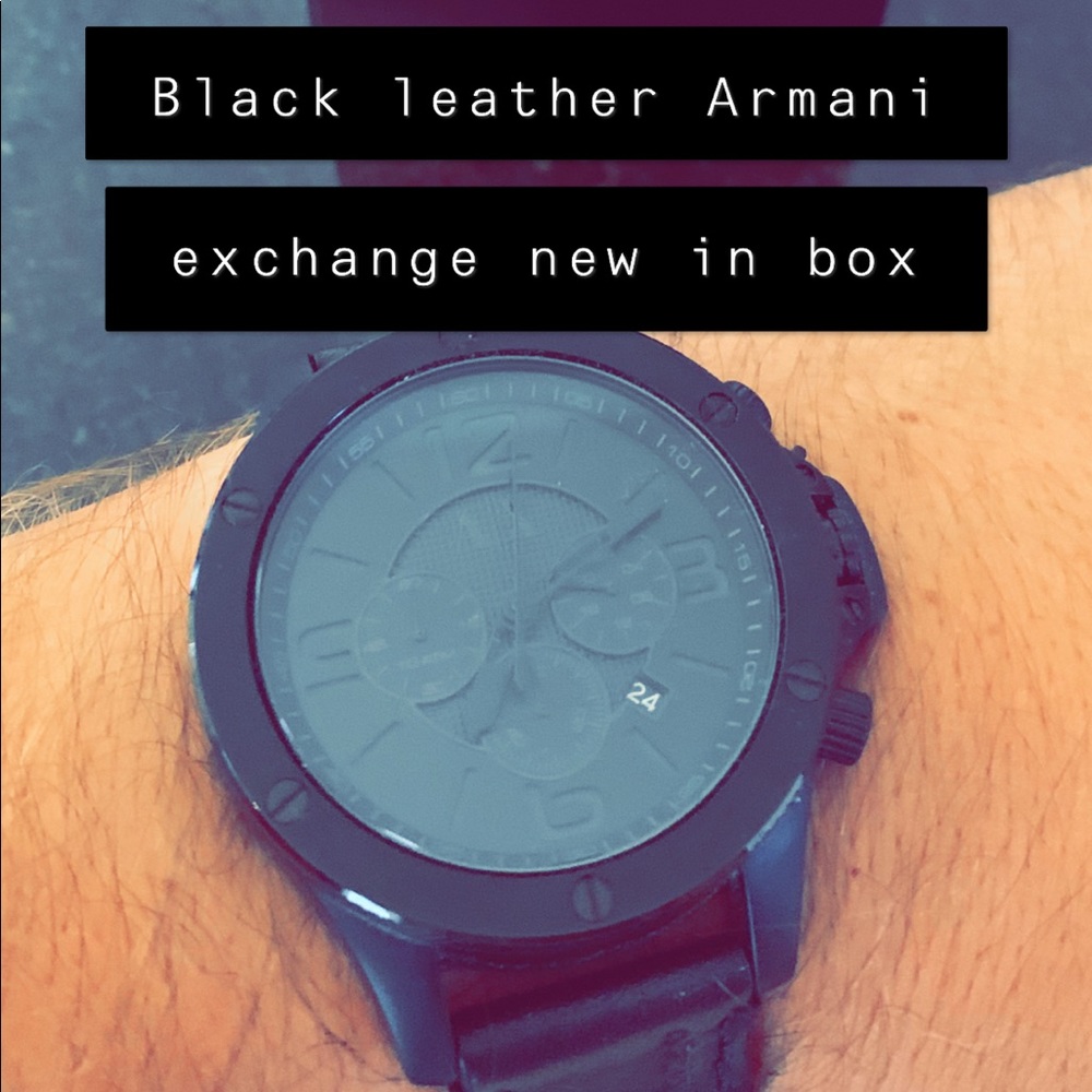 Armani Exchange Black face and leather band